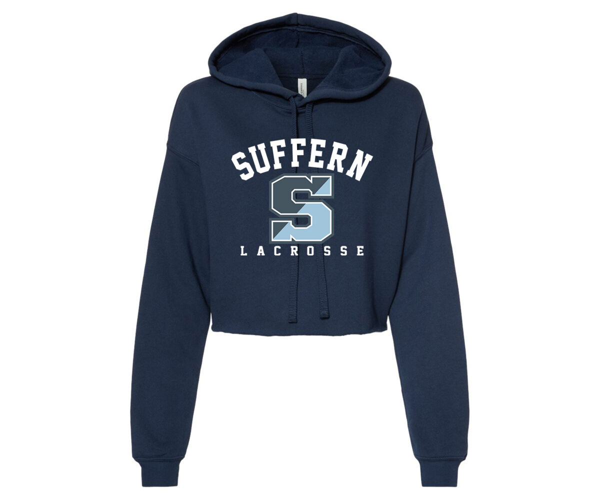 Suffern Women Crop Hoodies - Navy (Logo 2) Thumbnail