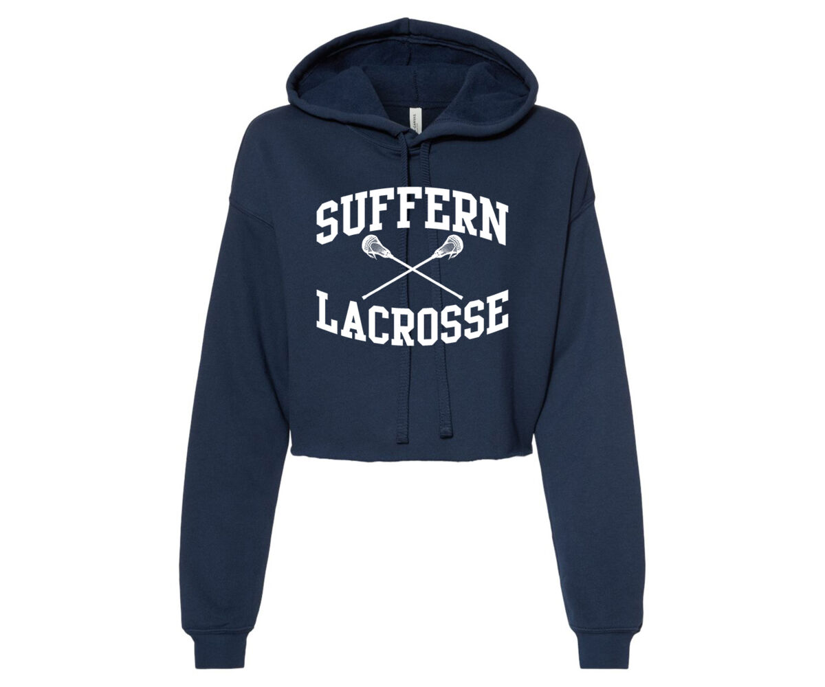 Suffern Women Crop Hoodies - Navy (Logo 3) Thumbnail